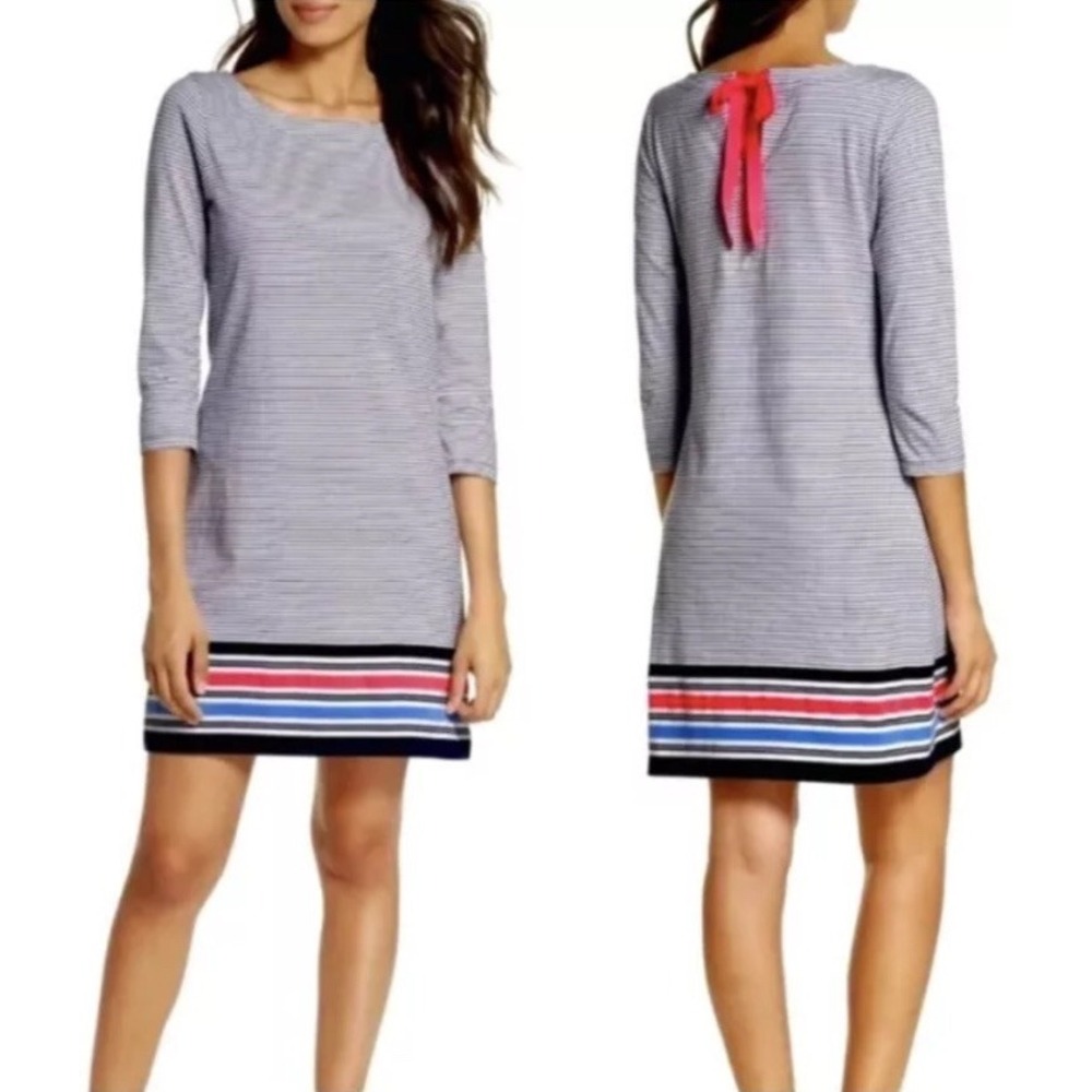Lilly Pulitzer Noelle Bayside Dress M Navy Stripe Pima Cotton Coastal Preppy